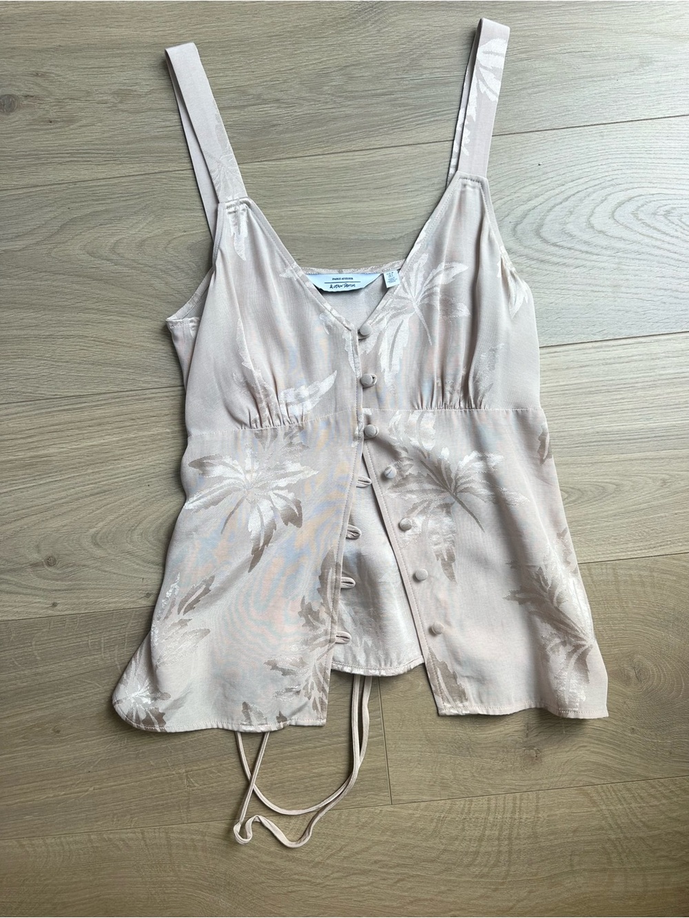 & Other Stories Blush Beige Satin Button-Front Camisole